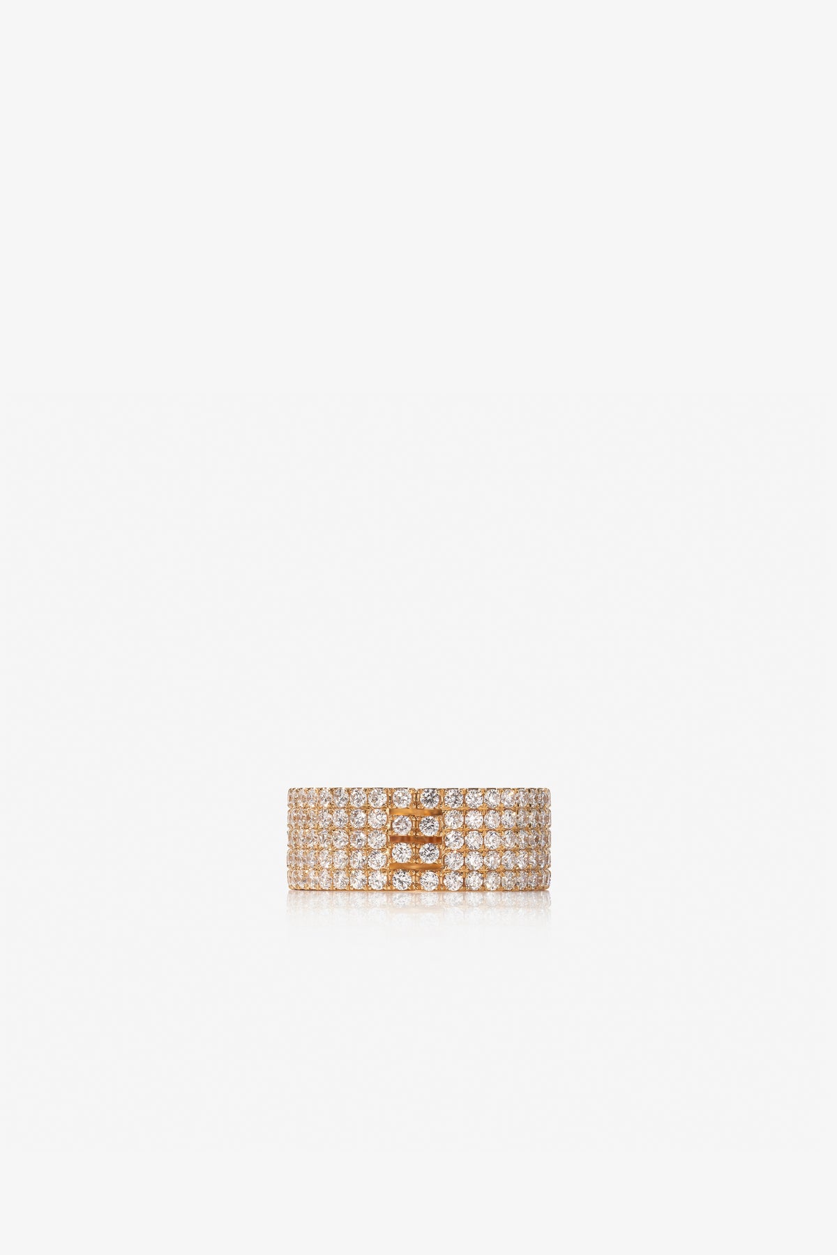 Frosted Gold Ring 05 18K Gold · Five-Row Pavé