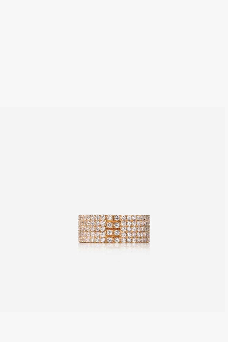 Frosted Gold Ring 05 18K Gold · Five-Row Pavé