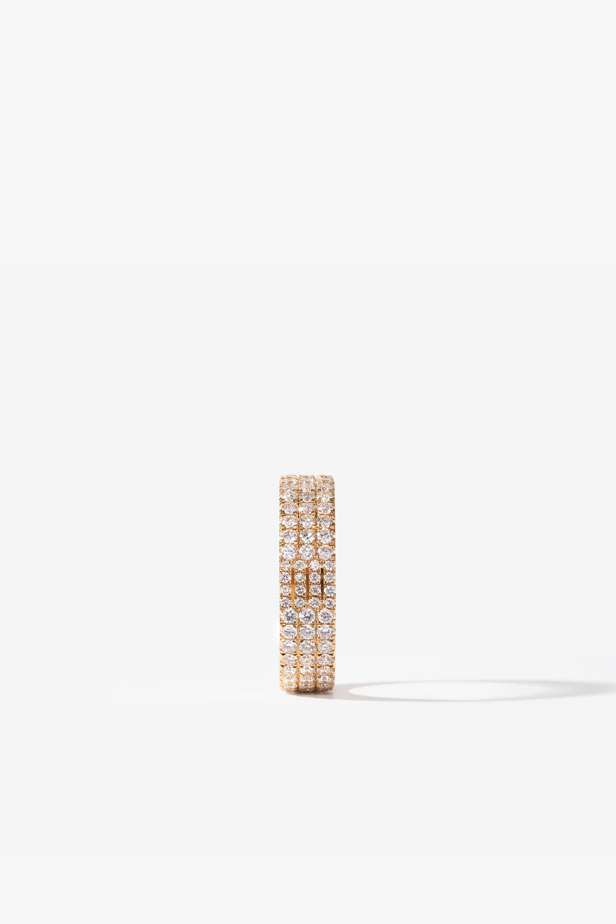 Frosted Gold Ring 03 18K Gold · Three-Row Pavé