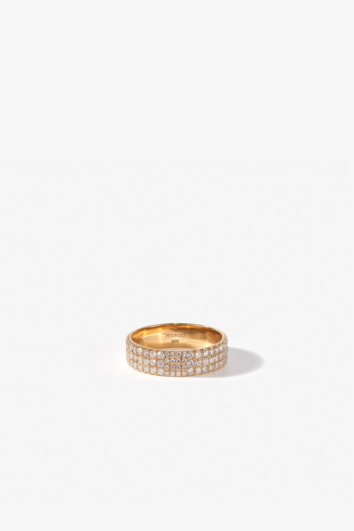 Frosted Gold Ring 03 18K Gold · Three-Row Pavé