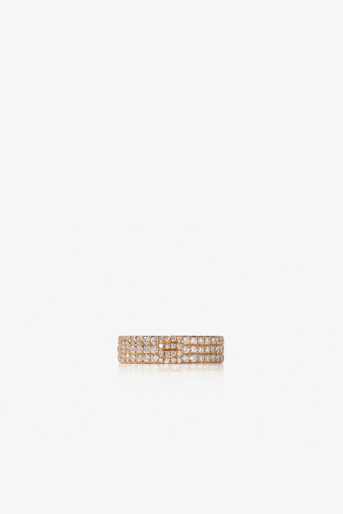 Frosted Gold Ring 03 18K Gold · Three-Row Pavé