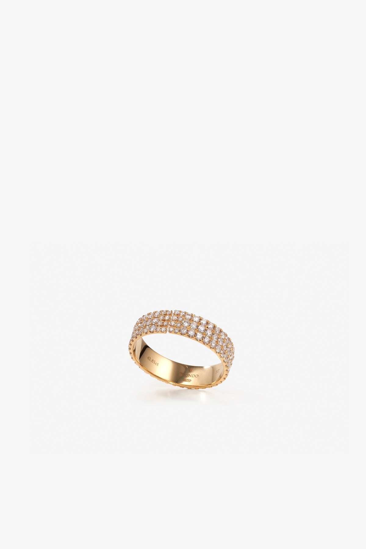 Frosted Gold Ring 03 18K Gold · Three-Row Pavé
